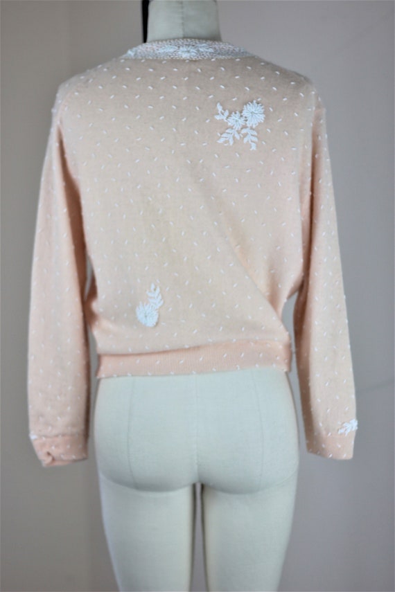 Sz S// 1950s Cashmere Wool knit beaded sweater//D… - image 3