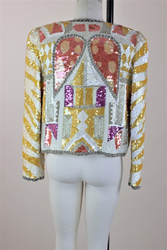 Sz M// Darling Short Colorful sequin jacket// Vtg… - image 8