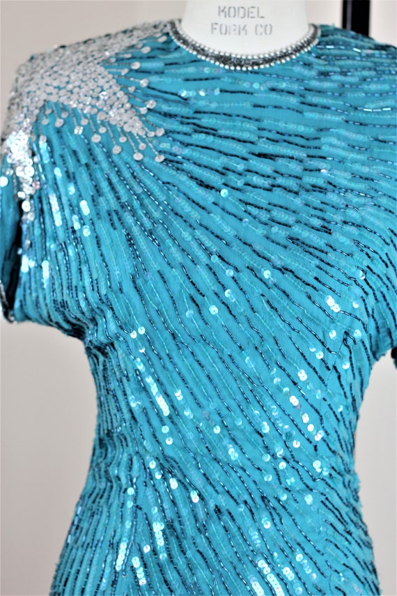 Sz SP// Naeem Khan Lillie Rubin Sequin Dress// Be… - image 3