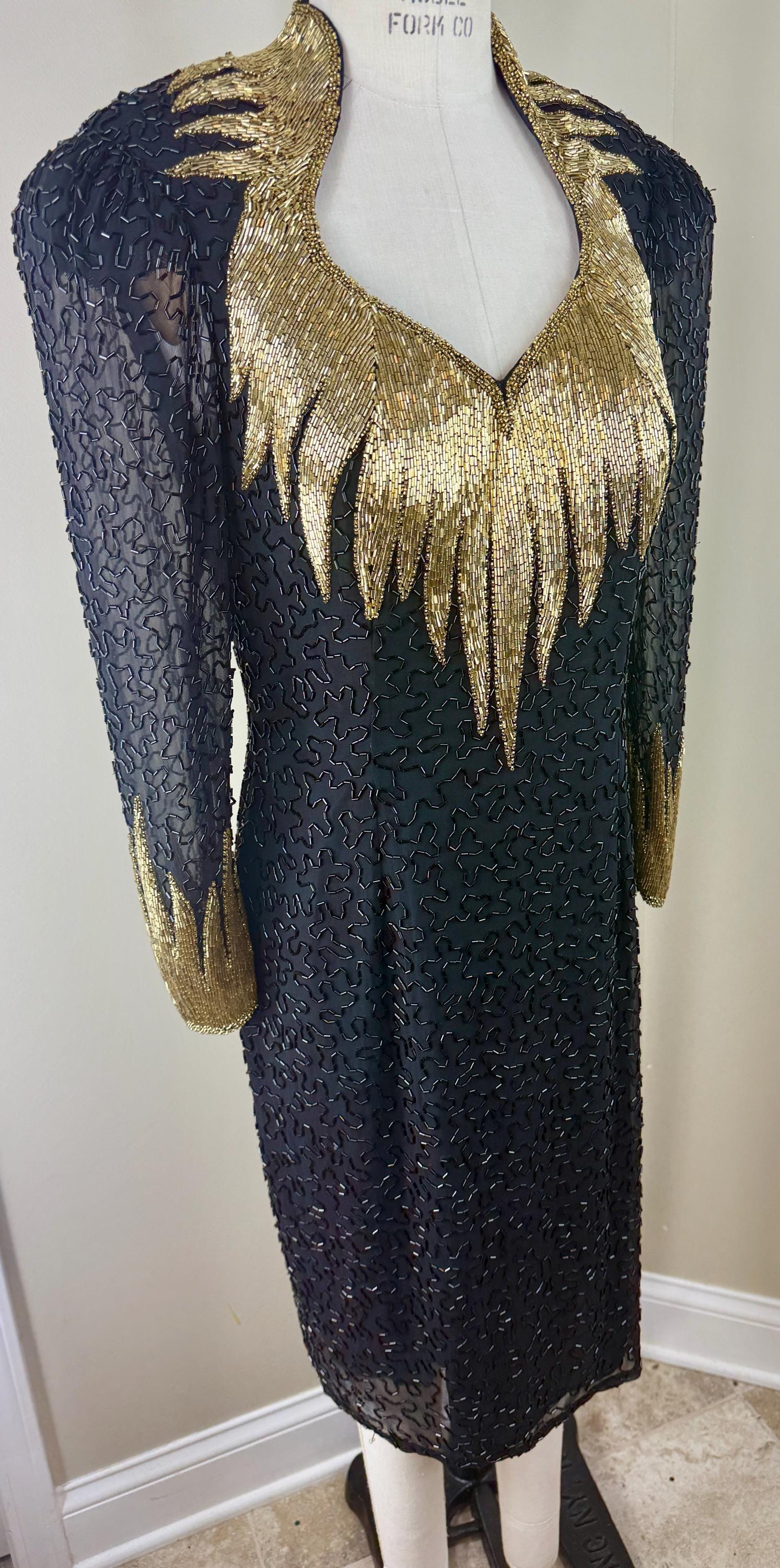 neiman marcus beaded dress Vintage 1980s Beaded Cocktail Dress, Neiman Marcus Precious Moments Red Silk Dress, Size 12 UK/ 39" Bust. See ITEM DETAILS for Measurements