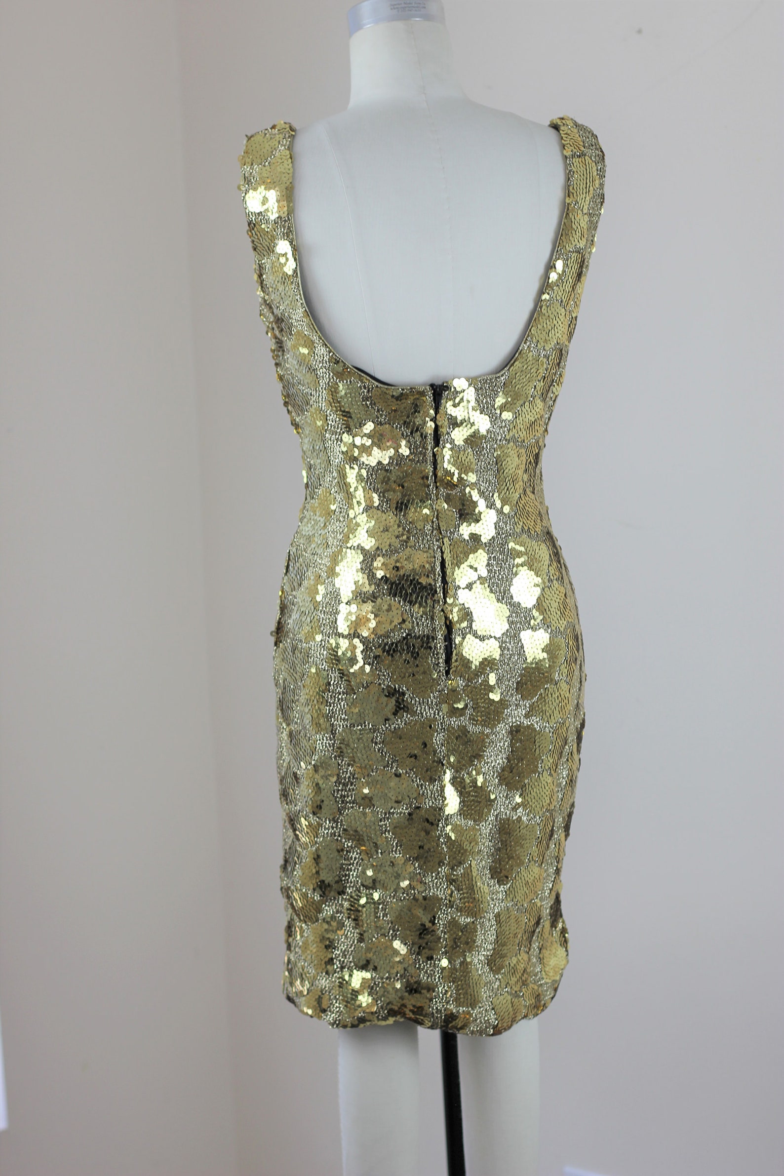 Sz 10// Stunning Vintage Sparkly Gold Dress// Sequins Beads Etsy UK