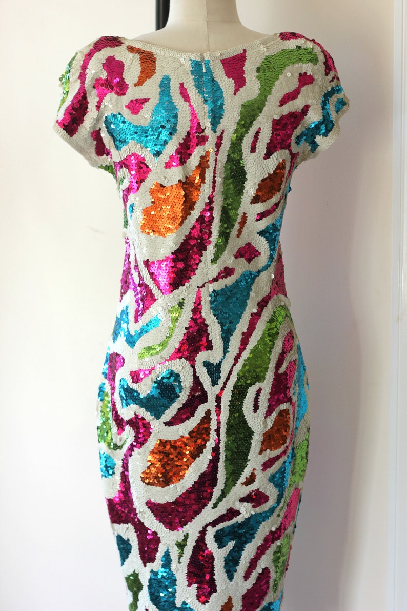 Mod Hand sequined Adrienne Vittadini vtg Dress
