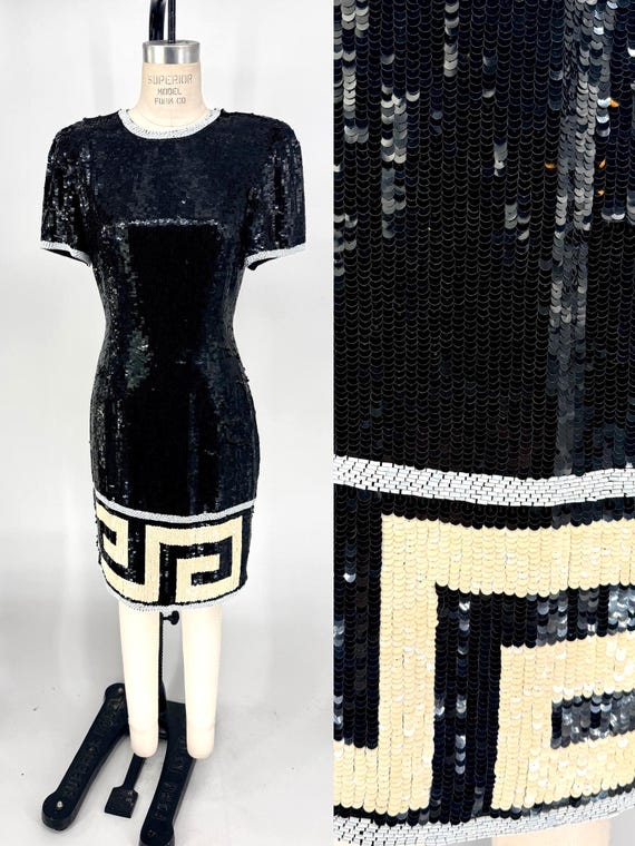 black dress with sequin bottom Gilded Secret Black Sequin Keyhole Cutout Mini Dress main image 0