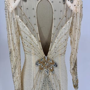Sz 12//80er Jahre Perlen Paillettenkleid//Art Deco Abendkleid//Old Hollywood Glam//Vintage Brautmutterkleid Bild 8
