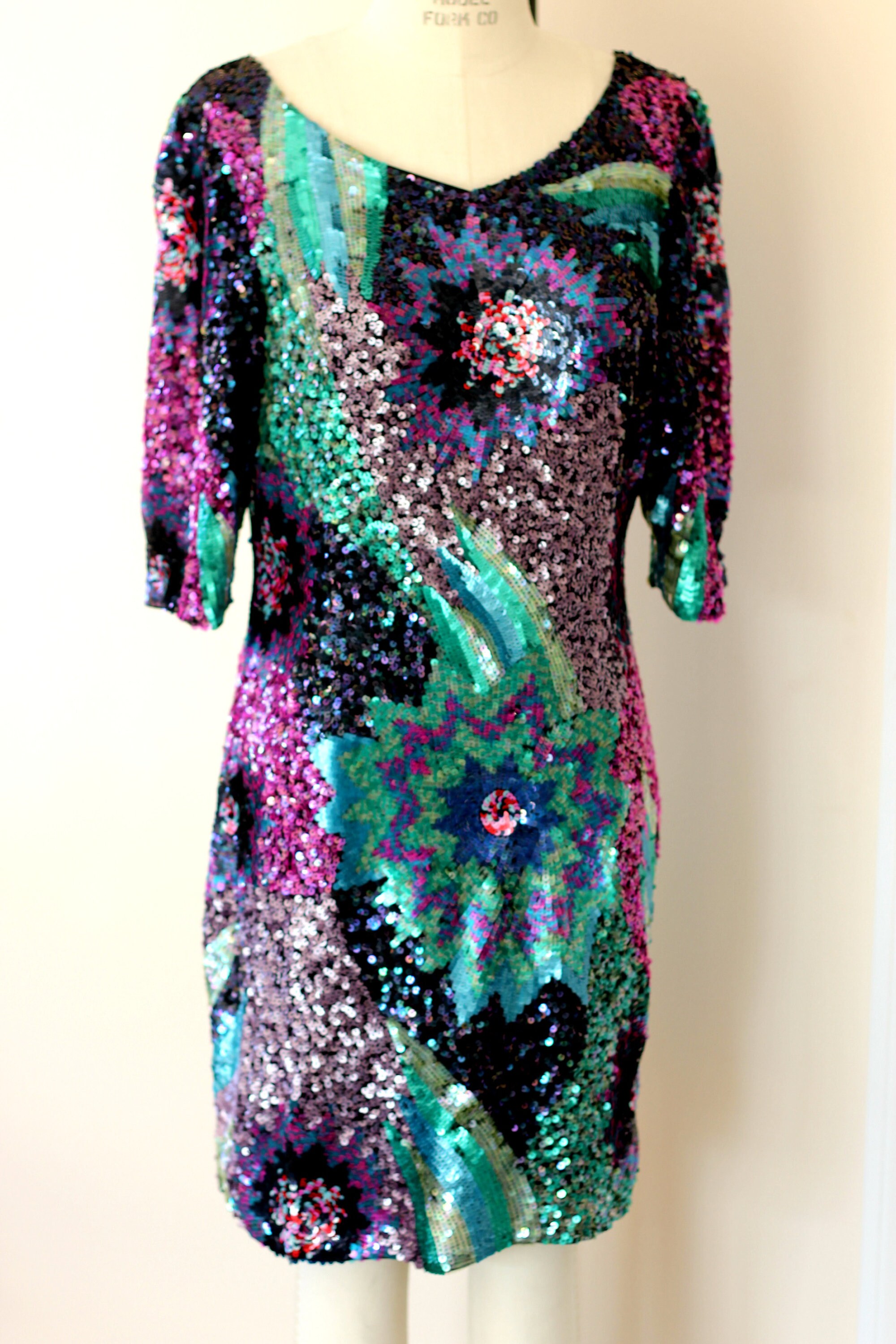 Sz 10//vibrant Colorful Beaded Sequined Dress//formal Wiggle Dress With  Tags - Etsy