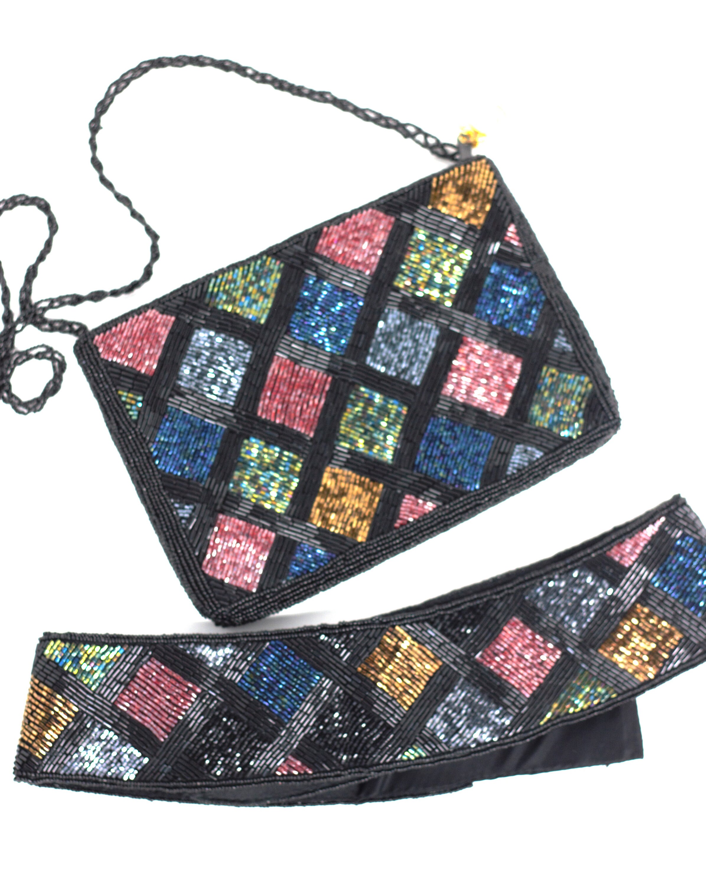 Sequin Beaded Purse and Belt//vintage 80s Style - Etsy display picture 1