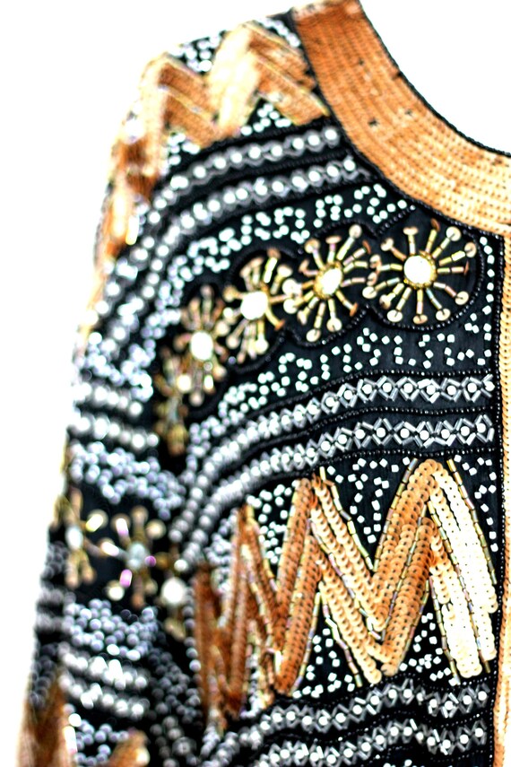 2x//Heavily Beaded Sequin Black Duster// Plus siz… - image 4