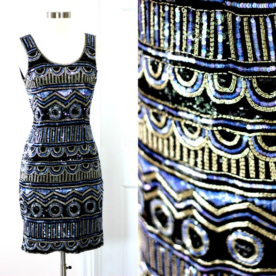 Sz Pxs//gatsby Style Sequin Beaded Trophy Dress//art Deco Mini Dress - Etsy Ireland Sz Pxs//gatsby Style Sequin Beaded Trophy Dress//art Deco Mini Dress - Etsy Ireland