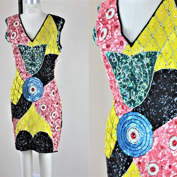 Sz M// Heavily Embellished Funky Sequins Beads Dre