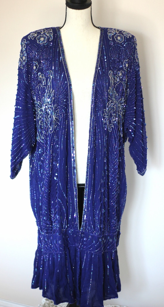 Size S//Stunning Royal Blue Flapper Style Vintage… - image 2