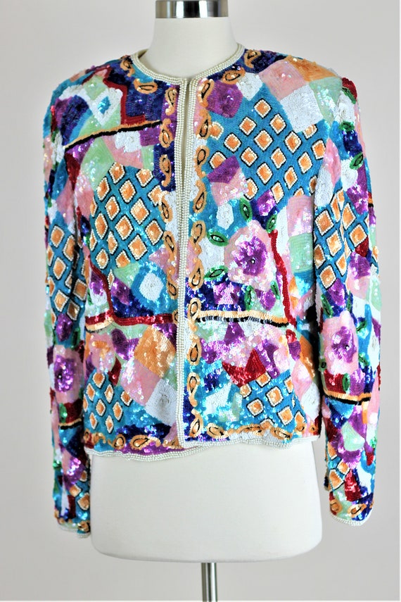 Sz L// Judith Ann Fabulous Patchwork style jacket… - image 4