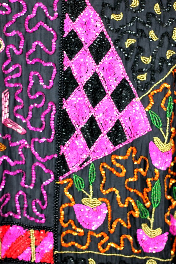 Sz S//Exquisite Long Patchwork Sequin Jeweled Bea… - image 6
