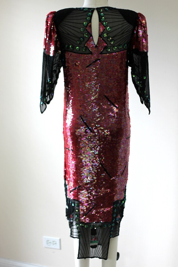 Sz S//STUNNING Rare Art Deco Style Sequin beaded … - image 9