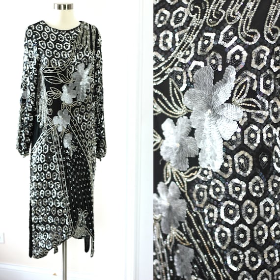 Sz S//20s style sequin Beaded Dress// Gatsby Party