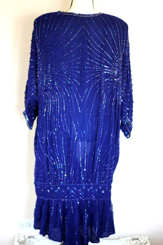 Sz Small// Stunning Vintage Long Sequined Duster/… - image 5