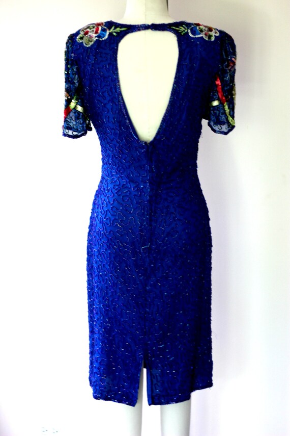 Sz M//Beautiful Vintage Sequin colorful beaded dr… - image 9