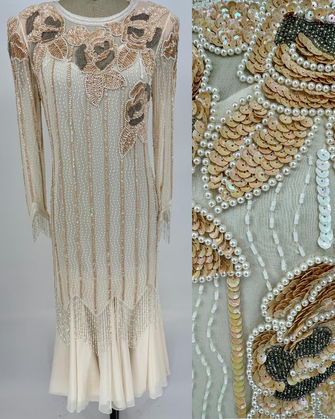 chinese dress ladies Lainey Gold Satin Sequin Pearls Beaded Maxi Dress  THE DRESSING ROOM