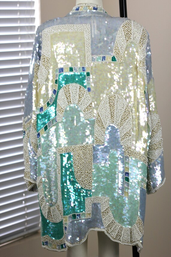 Sz M//Art Deco Outstanding Beaded sequined Coat//… - image 6