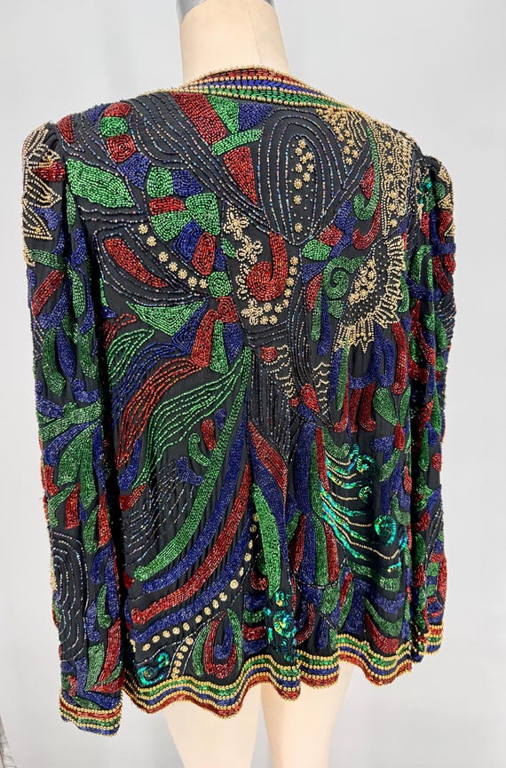 Size M//Multi-Color Beaded Sequin Jacket//Vintage… - image 6