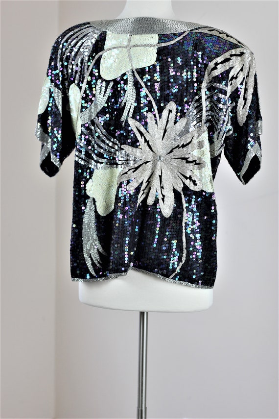 Sz L// St Martin Heavily beaded sequined top// Am… - image 6