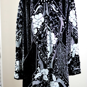 Plus sz 2X// Black White Sequin Beaded Duster// Long Jacket// Sequin coat image 5