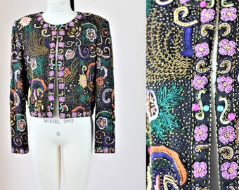 Sz M// Heavily Beaded Vtg Jacket// Sequin Embellished