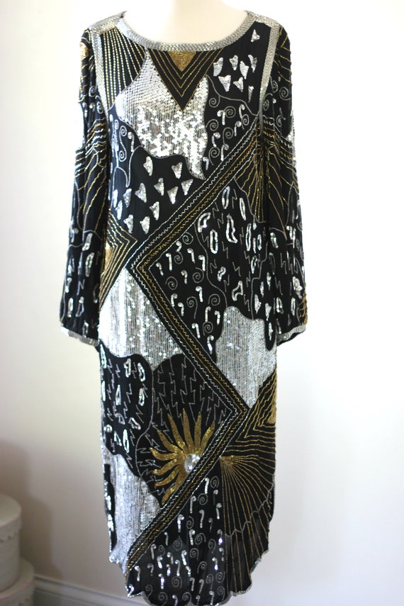 Size L//Gatsby Party Judith Ann Dress// Sequin be… - image 4