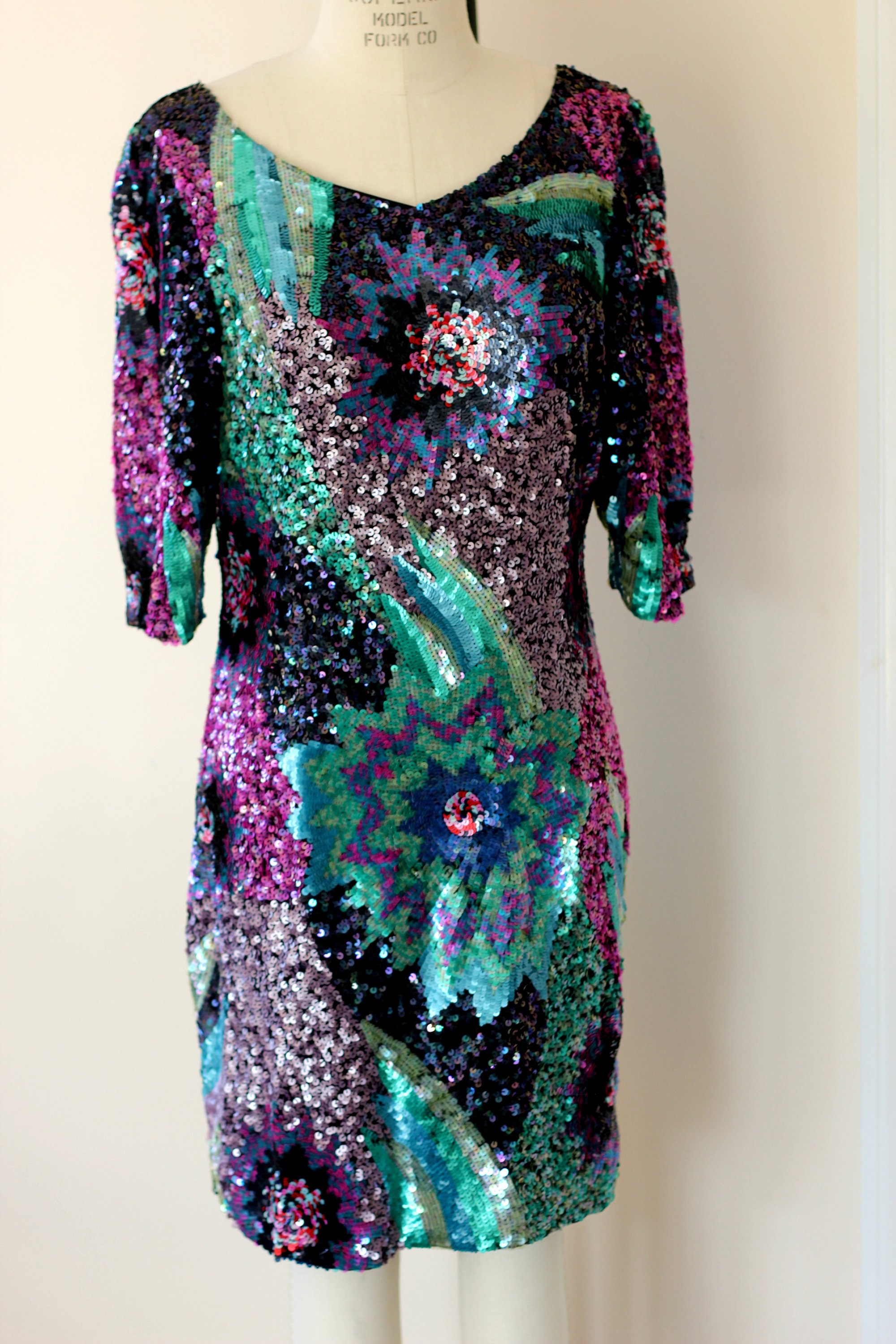 french connection sequin dress blue 90s Ombre Sequin Mini Dress Women's Vintage Black to Blue to Gold Danc –  Mags Rags main image 1