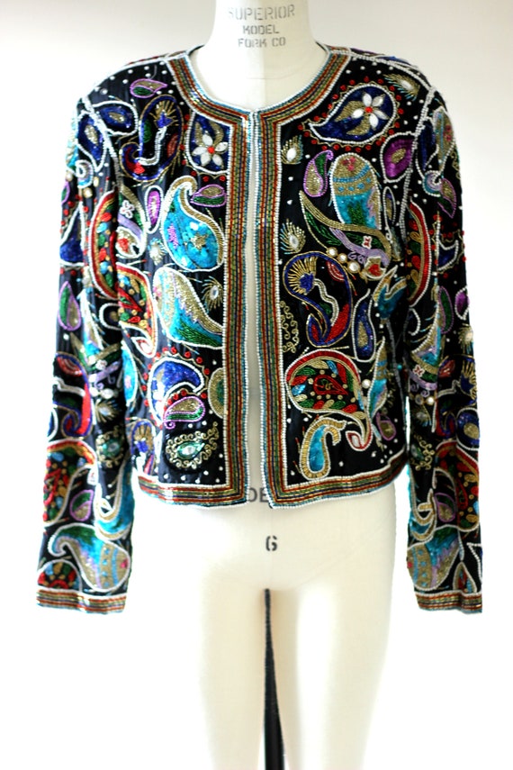 Sz M//Stunning Judith Ann Beaded Sequin jacket// … - image 2