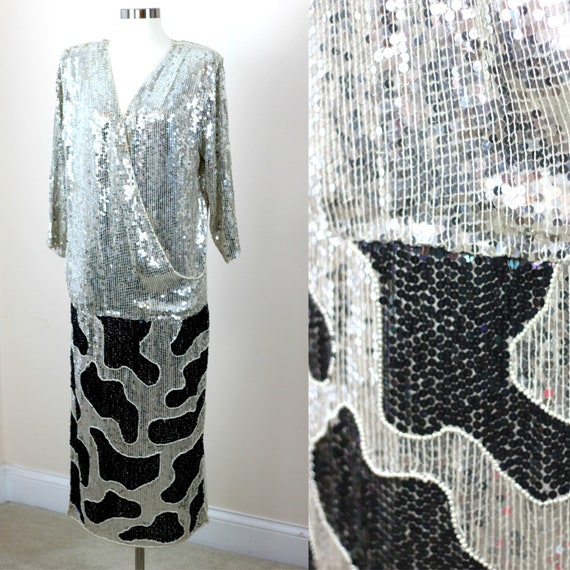 Size S//Wow Silver Flapper Dress// Sequin beaded 2