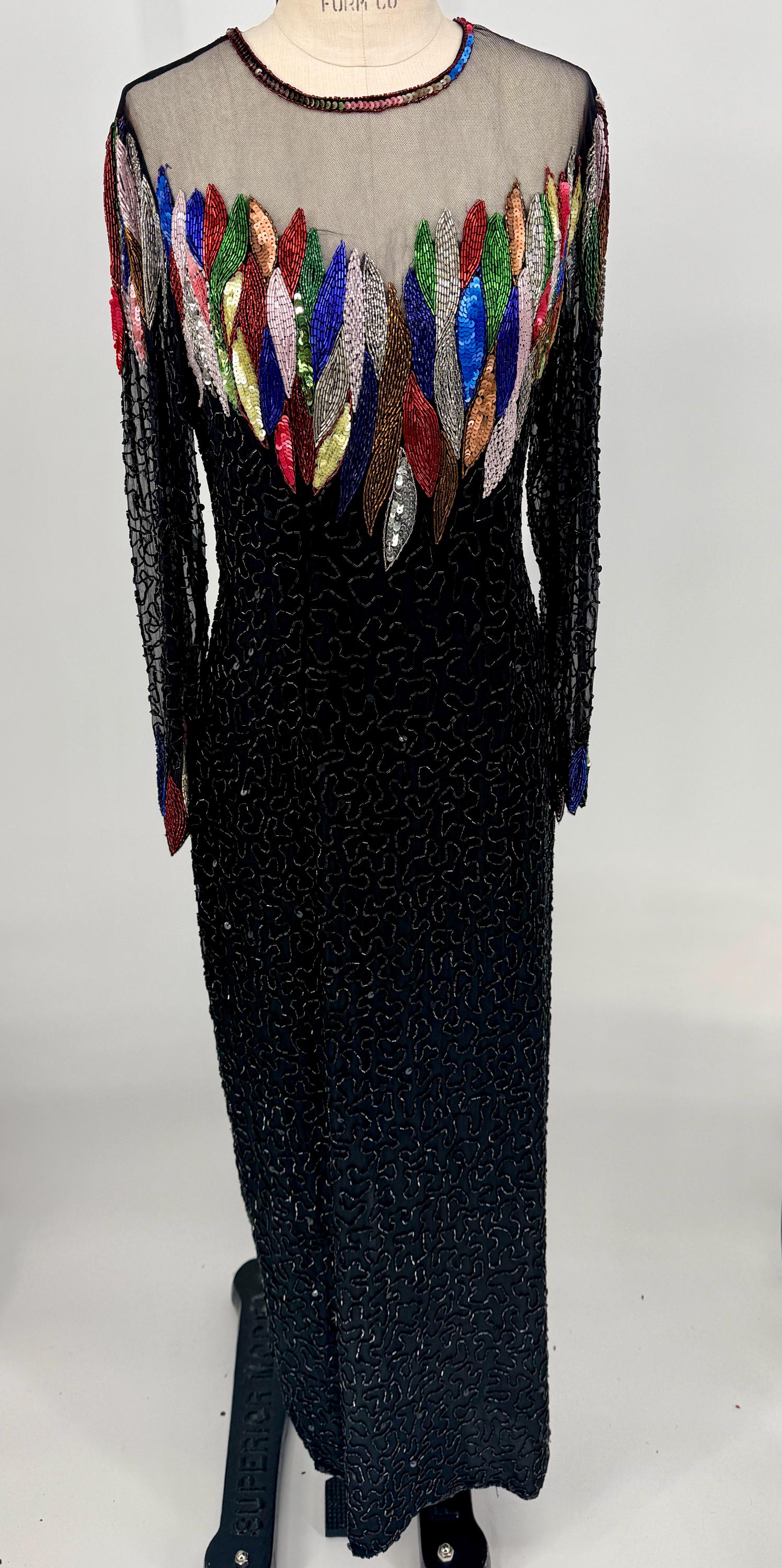 black multicolor sequin dress Black Long Sleeve Multicolor 3D Sequin Mini Dress