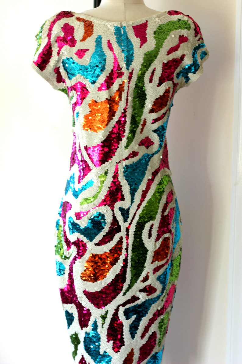 Mod Hand sequined Adrienne Vittadini vtg Dress