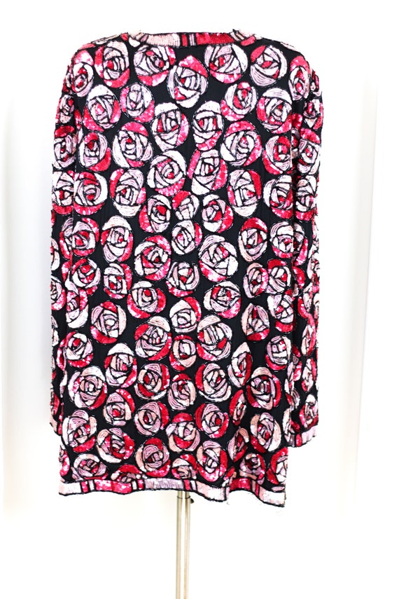 Sz Xl// Art Deco Rose Sequin beaded Jacket// Vintage … Gem