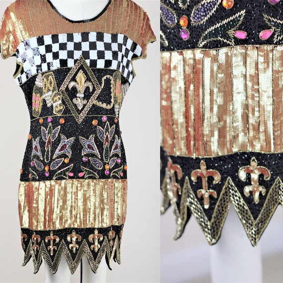 Sz 14// Fabulous Beaded sequined Embellished Dres… - image 1