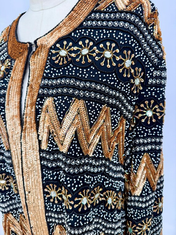 2x//Heavily Beaded Sequin Black Duster// Plus siz… - image 11