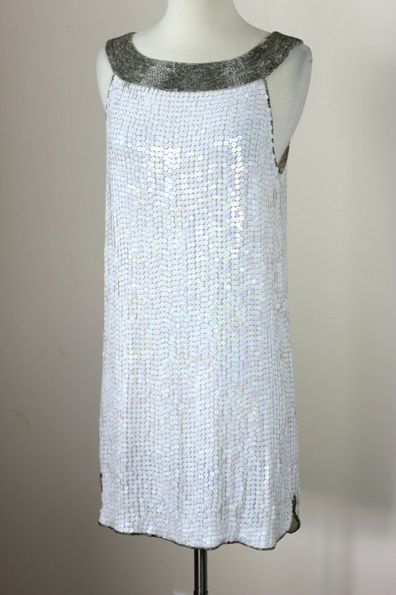 Size S/Darling White Sequin Shift Dress///Vintage… - image 2
