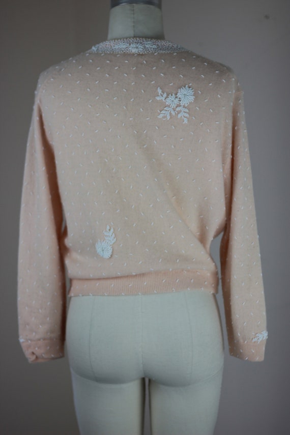 Sz S// 1950s Cashmere Wool knit beaded sweater//D… - image 6