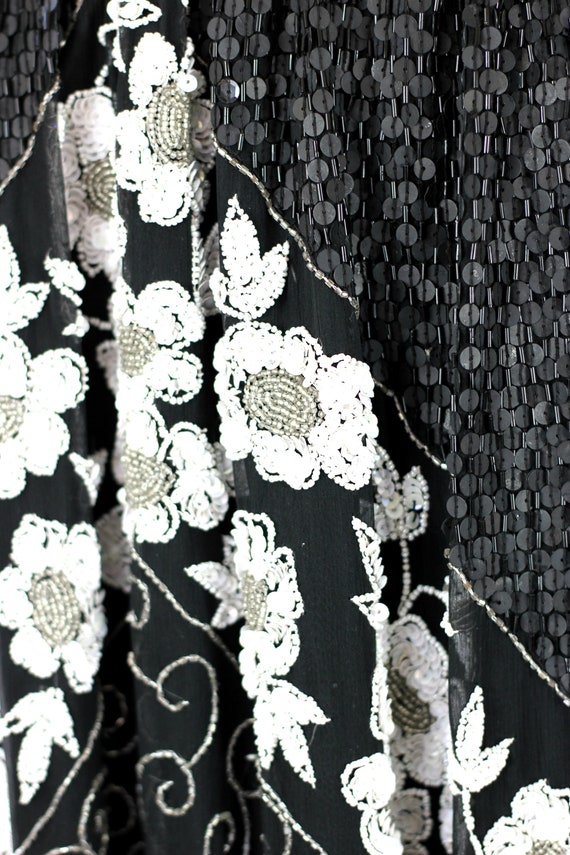 Sz L//STUNNING Black White Duster Kimono// Sequin… - image 7