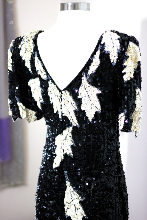 Sz S//Vintage Lillie Rubin Sequin Flapper Dress//… - image 4