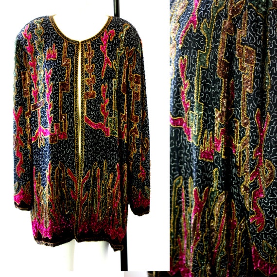 Plus size 3X//Beaded Judith Ann Creations Duster/… - image 1