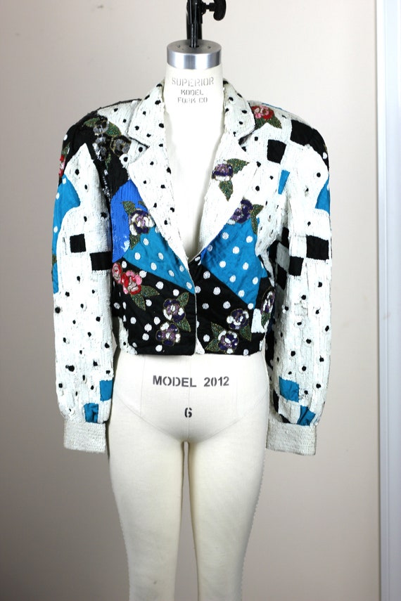 Sz L//STUNNING heavily embellished sequin jacket/… - image 5