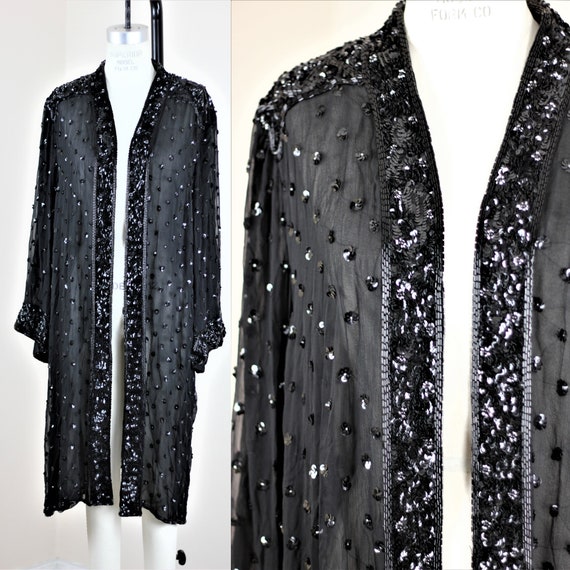 Way Sequin Duster in Black Medium