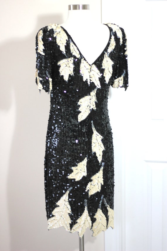 Sz S//Vintage Lillie Rubin Sequin Flapper Dress//… - image 3