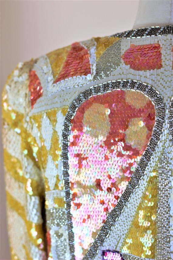 Sz M// Darling Short Colorful sequin jacket// Vtg… - image 7