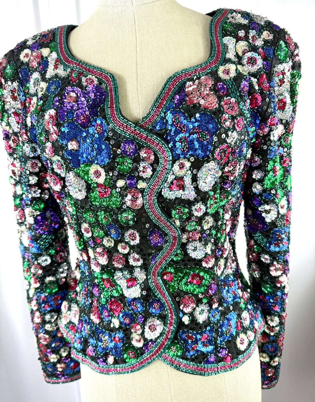Vintage Floral Embroidered Sequin Jacket for Women main image 1