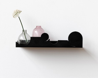 Black Metal Floating Shelf: Minimalist Bent Steel Wall Decor