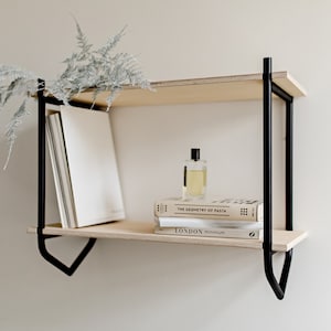 Metal Wall Shelf | Double Tier Plywood Shelf | Industrial Floating Shelf | Plywood shelf | Metal framed Shelf
