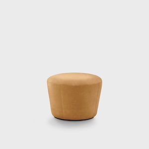 Genuine Cognac leather Pouf | Round pouf | Modern design | Cupcake shape pouf | Round ottoman | unusual shape | Velour pouf | Boucle pouf