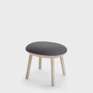 Grey fabric Ottoman | solid ash footstool | Stylish and comfortable piece for any room | Hocker | Scandinavian style ottoman