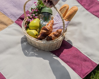 Patchwork-Picknickdecke: Nachhaltiger Upcycling-Stoff mit Tragegurten
